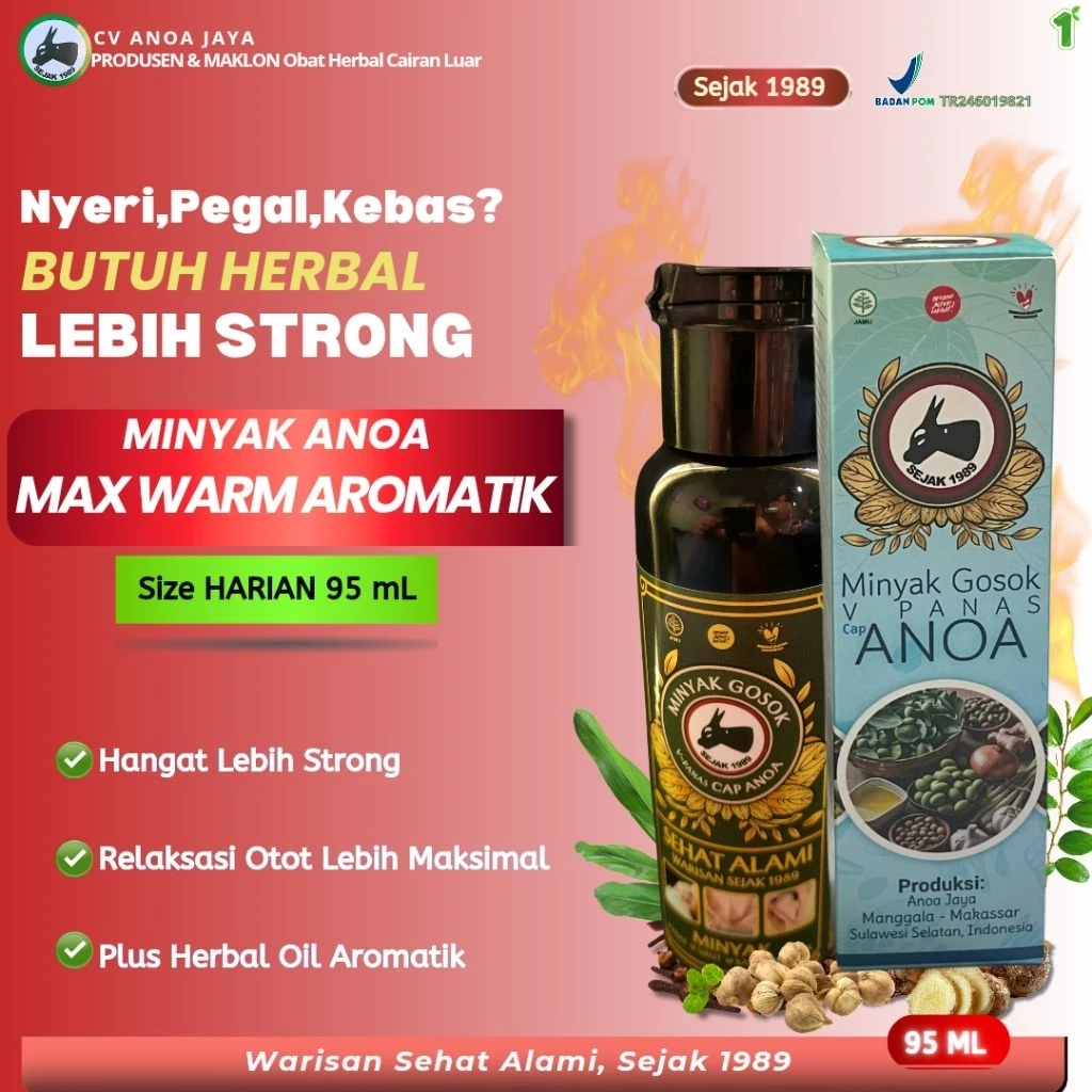 Minyak Anoa MaxWarm Aromatik 95ml