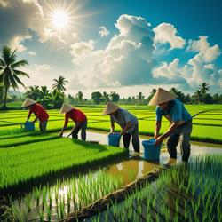 Petani tersenyum saat memanen tanaman obat di ladang.